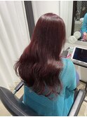 【原野葵】ブリーチ無しダブルカラー　ワインレッド