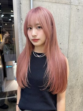 サンク 原宿 表参道(cinq) ★ロングレイヤーカットホワイトベージュピンクベージュカラー