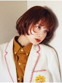 顔周りレイヤー韓国ヘアくびれミディミディアムボブ_F21102