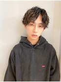 メンズ波巻きスパイラルパーマ無造作マッシュ博多