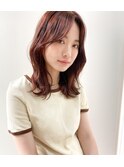 ミディアム　ロブ　ベージュ　ピンクベージュ　韓国