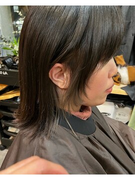 ポルコ(porco.) 小顔前髪ワンカールレイヤーカット黒髪ネビージュボブルフ