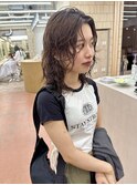 レイヤーカット　ミディアムパーマ　スパイラルパーマ