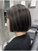 ボブコントラストハイライト/グレーベージュ/表参道/原宿