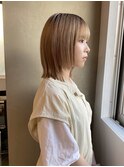 切りっぱなしボブ/ぱつっとボブ/顔まわりレイヤー/ケアブリーチ