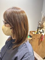 ワ ヘアー(wa-hair)&nbsp;レイヤースタイル×小顔補正カット×斜めバンク×ミントベージュ