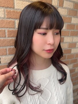 ポルト(porto produced by teatro hair salon) インナーカラー　ブラック×ピンクラベンダー