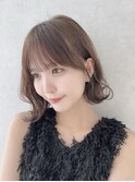 ボブシースルーぱっつん前髪おくれ毛ロブミディアムロング