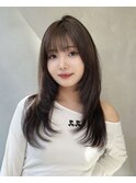 □ 韓国大宮顔周りレイヤーカットハッシュカット透明感カラー
