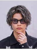 メンズメッシュハイライトカラー太めシャドウパーマ緩めパーマ