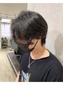 刈り上げ無しくせを活かしたナチュラルヘアメンズレイヤーカット