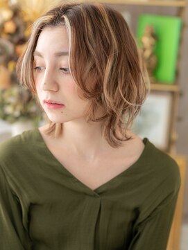 カバーヘア ブリス 戸田公園西口店(COVER HAIR bliss) ハイライトカラーくびれレイヤーボブウルフc8戸田公園20代30代