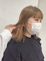 ヘアー アレス(hair ales) ハニーベージュ ブロンドヘア ボブスタイル ぱっつん