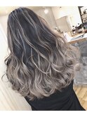 魅力倍増カールレイヤーヘア姫カットダークアッシュ
