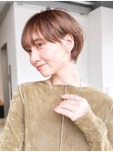 ショートおくれ毛前髪カットチェリーブラウン_ba510311