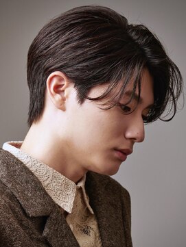 アズ ワン(AS ONE) 韓国ヘアコンマバング韓国マッシュセンターパートフェザーパーマ