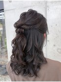 ヘアセットヘアメイクヘアアレンジ前髪顔周りレイヤー結婚式