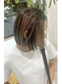 ハイライト×ピンクベージュ×縮毛矯正×切りぱボブ2