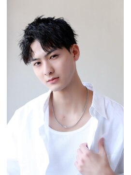 メンズカット バイ ソイクフ(メンズカット by SOY-KUFU) MEN’SHAIR刈り上げアッシュブラックショートヘア