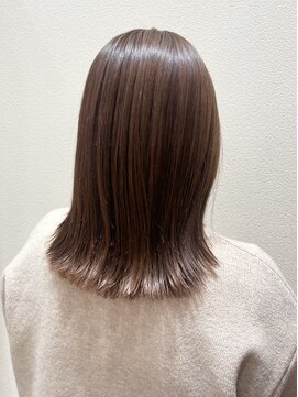 アクセ 切りっぱなしボブ×ココアブラウン艶カラー20代30代40代