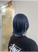ブルーアッシュカラー×切りっぱなしカット