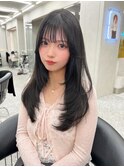 ミニウルフ黒染め髪質改善縮毛矯正酸性ストレートレイヤー/博多