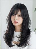 〇セミロングレイヤー ミルクブラウン モカブラウン 髪質改善