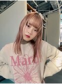 【ピンクベージュ×ロング】#ダブルカラー#髪質改善#ブリーチ