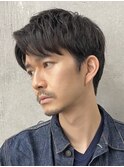 メンズ/アップバング/ツーブロックマッシュ/束感ショート波巻き