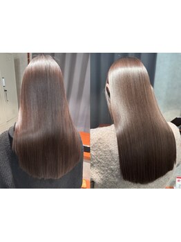 自然で柔らかな質感が人気の髪質改善ストレートで女性らしい雰囲気に。クセや広がりなどのお悩みを解消◎