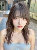 シースルーバング春夏透明感カラーウルフカット