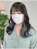 インナーカラーミルクティーベージュシルバーイヤリングカラー