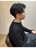 【ゆるスパイラルパーマ】マッシュ 刈り上げ 黒髪