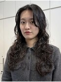 オリーブグレー/韓国風巻き/レイヤーカット/くすみベージュ/原宿