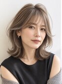 大人ミディアム　白髪ぼかし　脱白髪染めハイライト40代50代60代