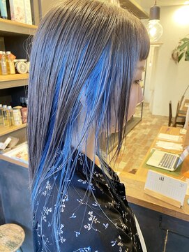 ベランダ(veranda) 透明感ミルクティーとインナーカラークリアブルー