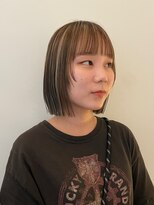 サンク 原宿 表参道(cinq) ボブレイヤー顔まわりハイライトカラーローライトベージュカラー