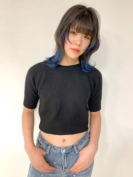 サムライ(SAMURAI) 裾カラー/韓国/ウルフ/ブルー