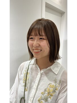マッシュ 天王寺あべの(MASHU) ブリーチなしベージュ×切りっぱなしボブ