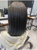 ダークオリーブブラウンブリーチなし透明感艶髪大人可愛い