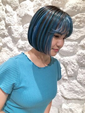 モアナ ルア バイ ヘッドライト 平塚店(Moana Lua by HEADLIGHT) Moana Lua平塚#アンブレラカラー#ブリーチ#ブルー#ボブ