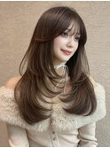 学割U24 韓国風 ウルフ フェイスレイヤー 顔周り 前髪