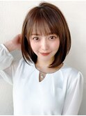 大人かわいい 小顔ボブ ひし形シルエット グレージュ 前下がりKI