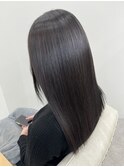 オリーブグレージュ_ミディアム_髪質改善ストレートkiki005