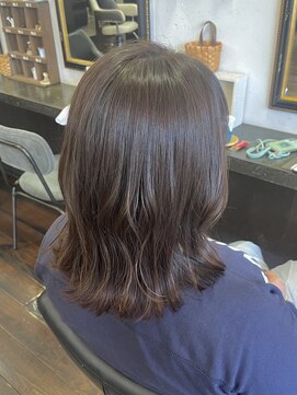 リジェール 高辻店 外ハネミディアム ツヤカラー ラベンダーブラウン