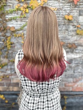 レーベン(Leben) #ベージュ × ピンク #裾カラー