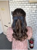 ハーフアップ　リボン　推し活　結婚式
