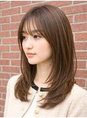 上品女子力シンプルストレートストカール段カット