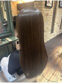 ロングレイヤー透明感ココアブラウンミルクブラウングレージュ
