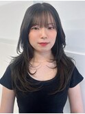 レイヤーカット/グレージュ/ブルーブラック/ネイビーカラー/前髪